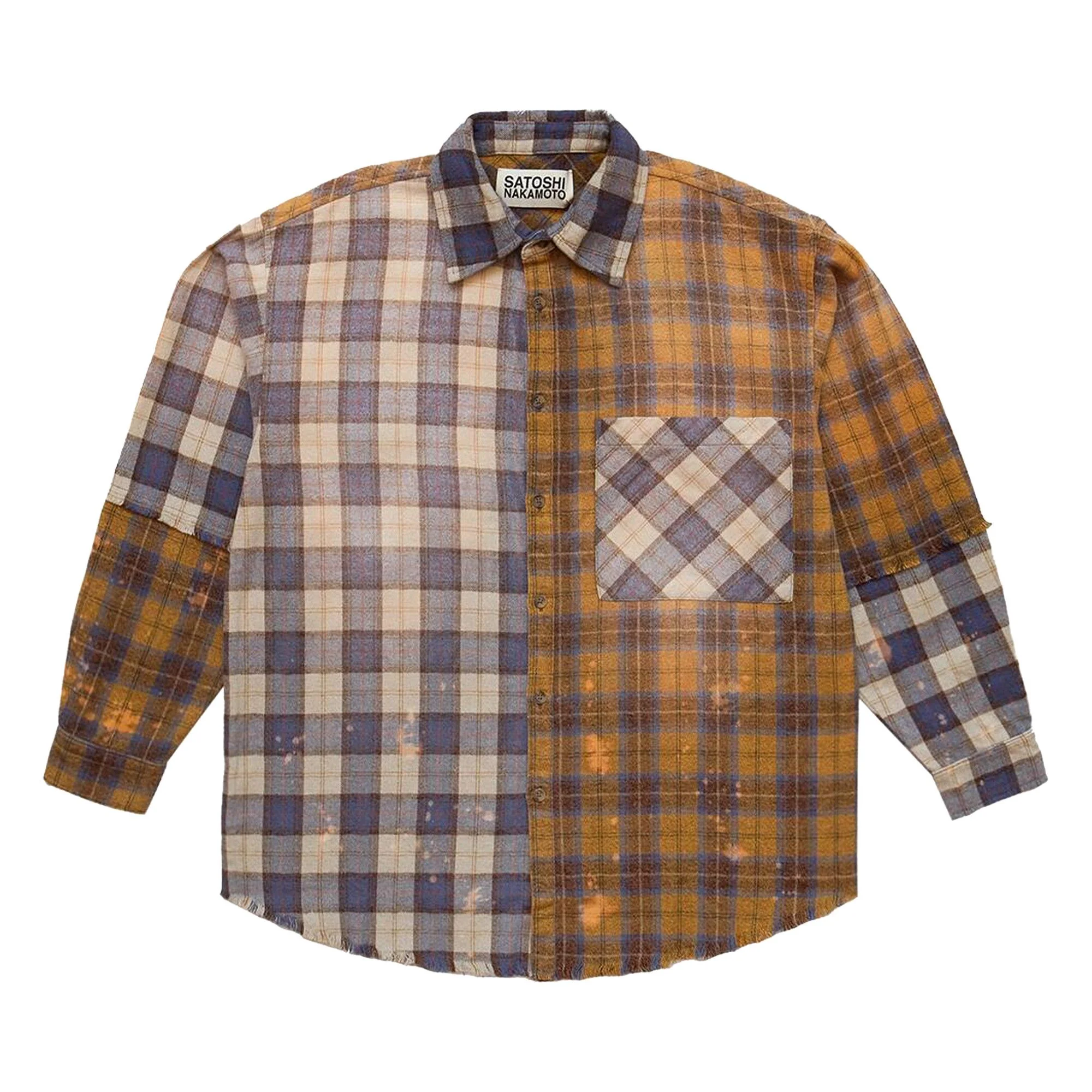 Satoshi Nakamoto Patchwork Logo Flannel Shirt 'Brown' - 1