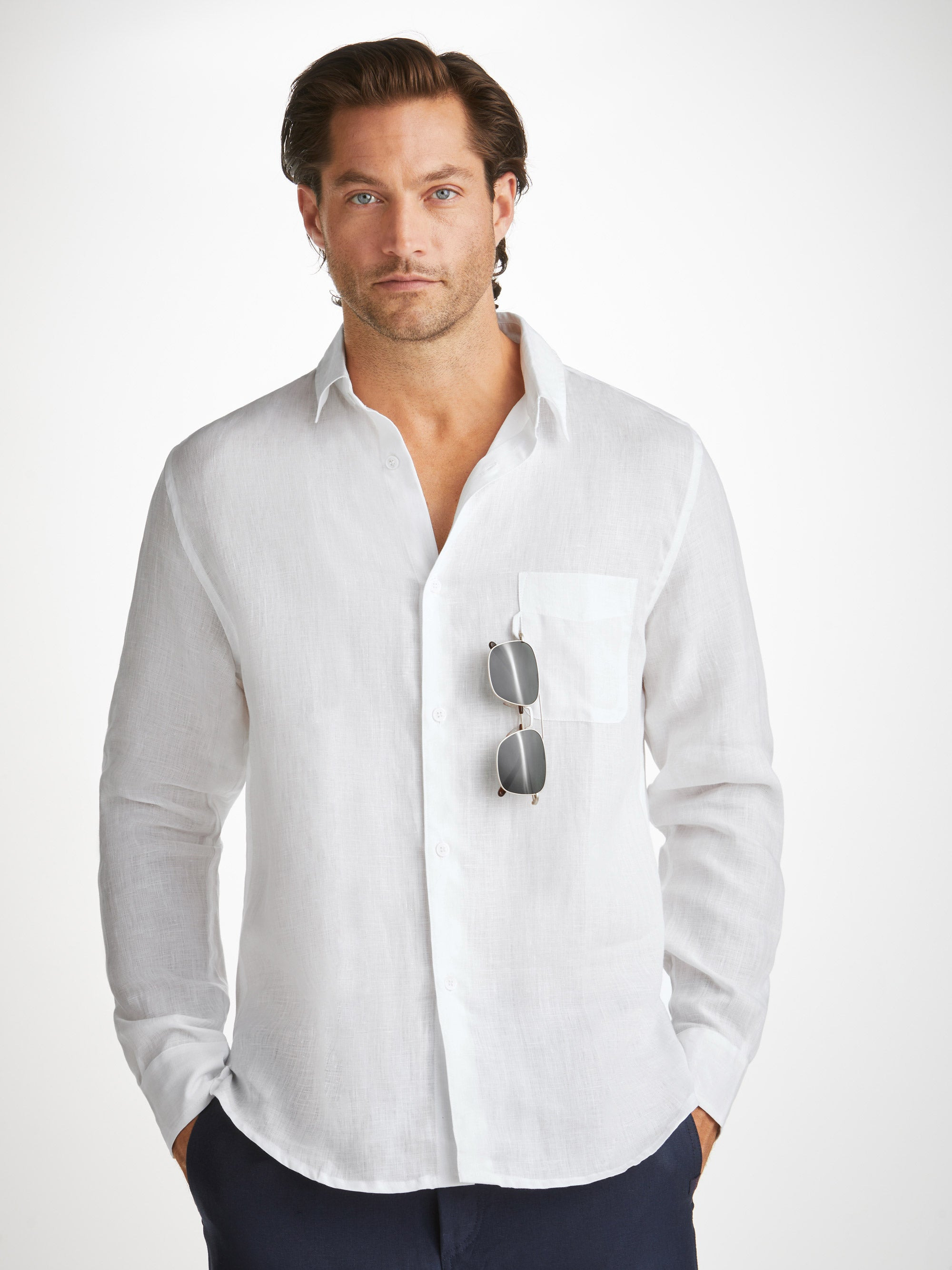 Men's Shirt Monaco Linen White - 8
