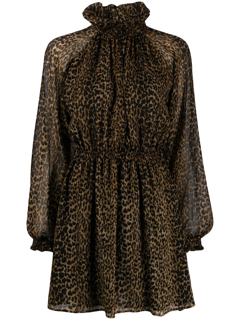 leopard-print pleated mini dress - 1