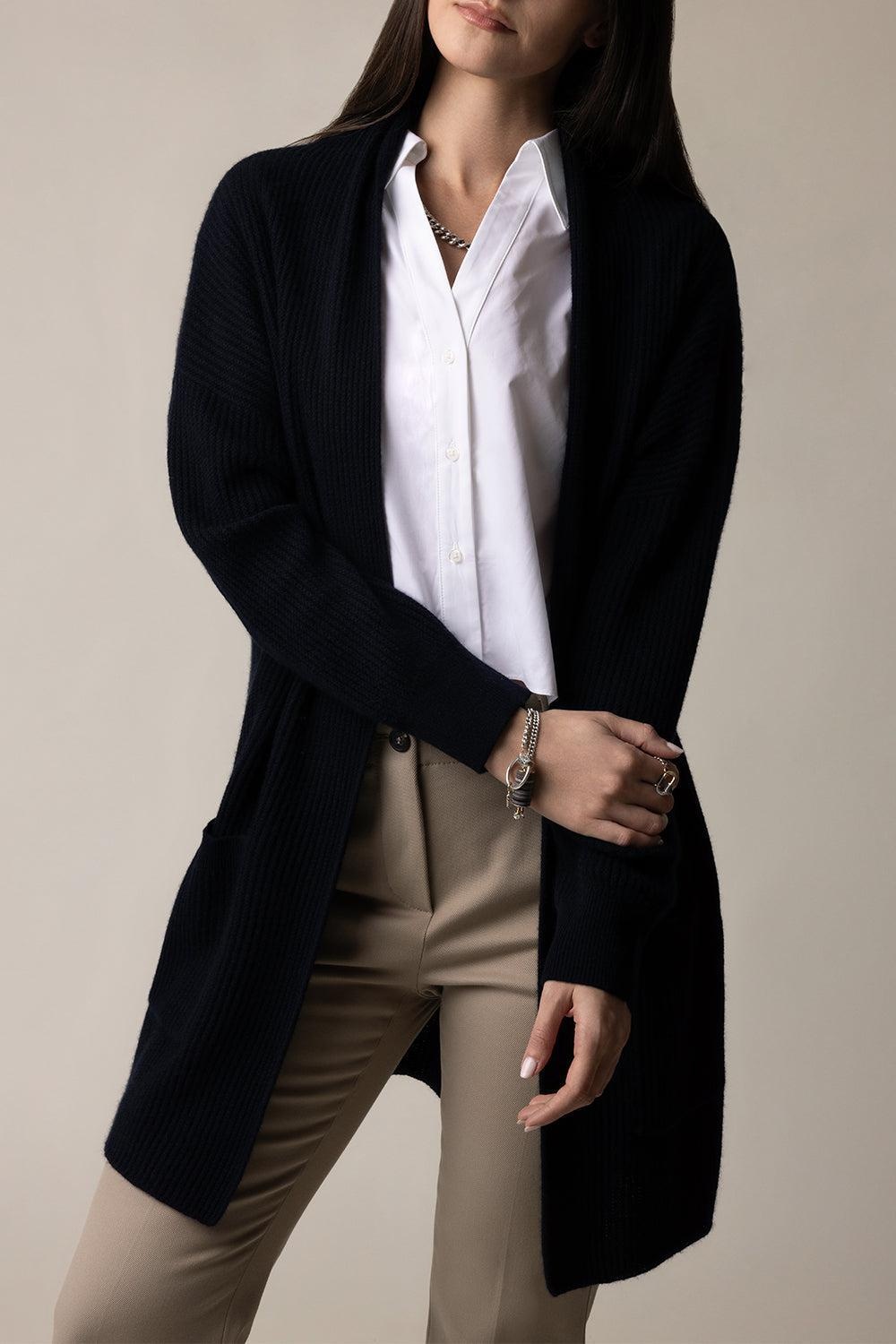 OPEN LONG CARDIGAN - DEEP NIGHT - 3