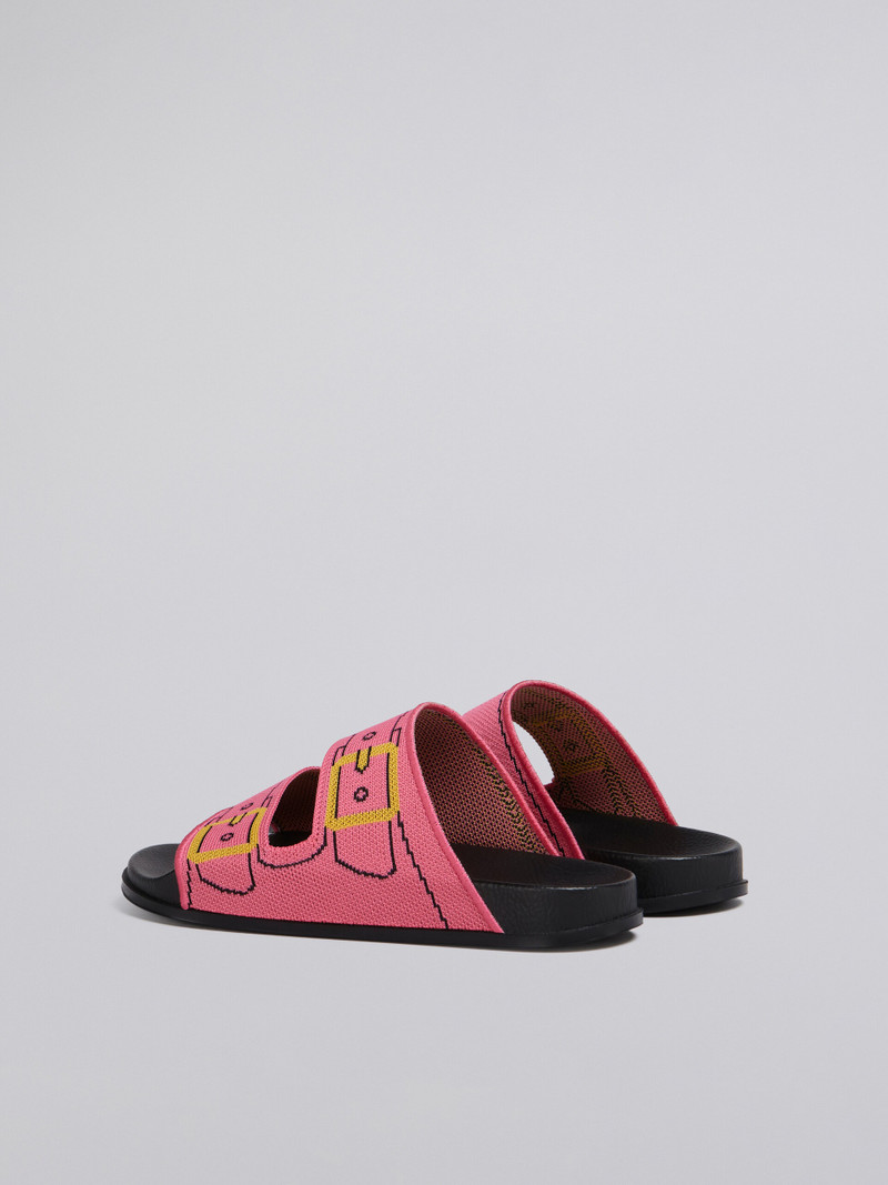 Marni PINK TROMPE L'ŒIL JACQUARD TWO-STRAP SLIDE outlook