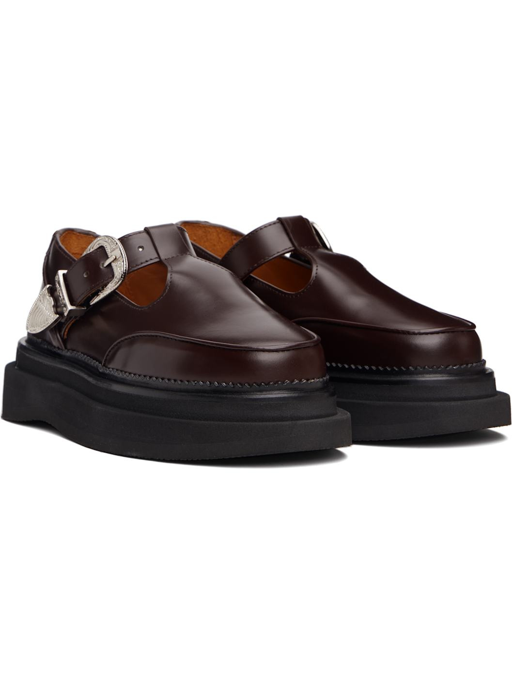 SSENSE Exclusive Brown T-Bar Mary Jane Loafers - 4