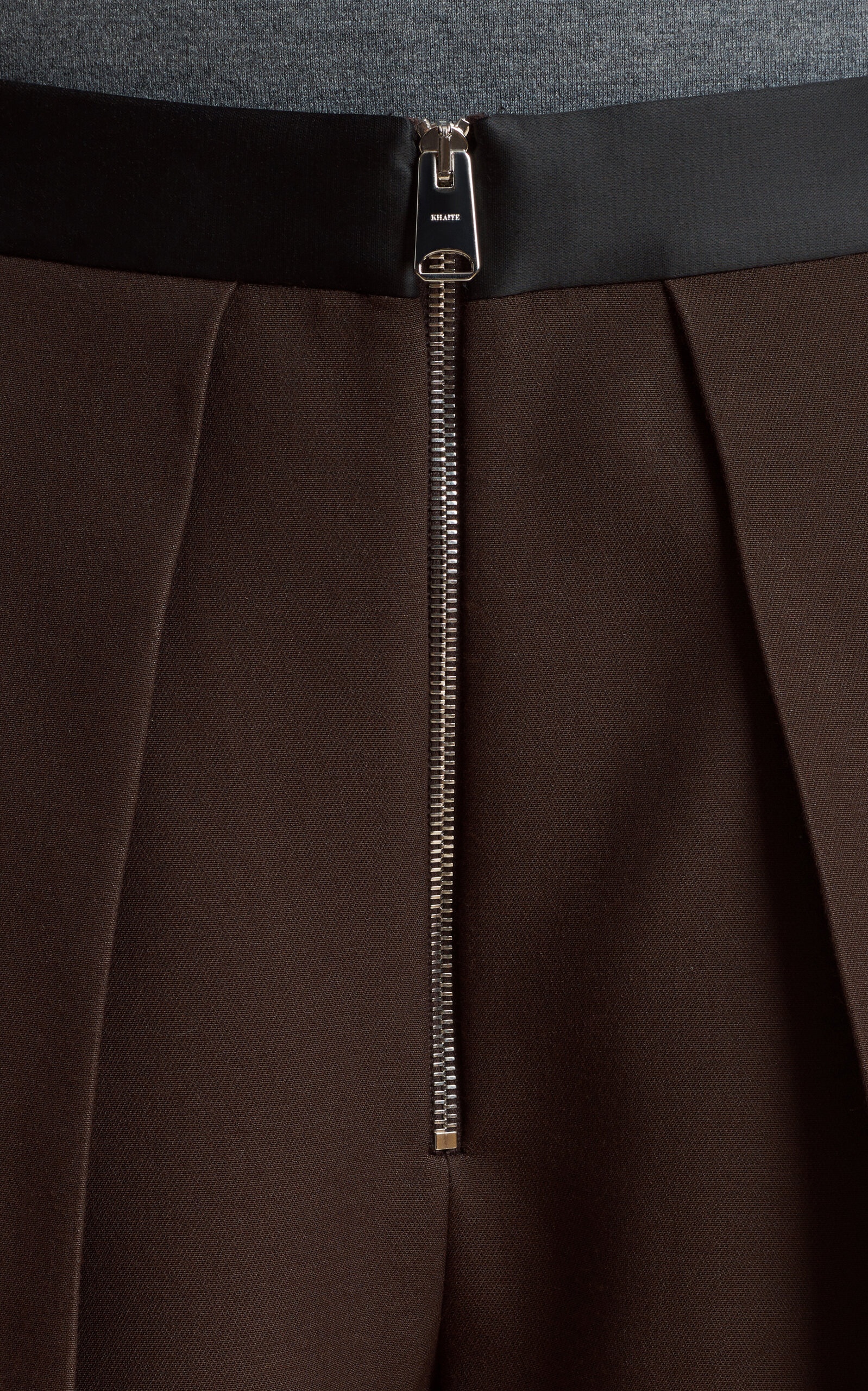 Marine Zipped Crepe Wide-Leg Pants brown - 4