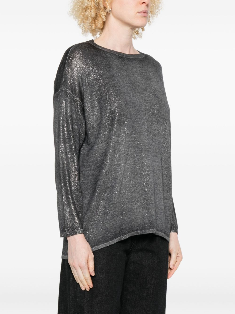 glitter-detailed round-neck sweater - 3