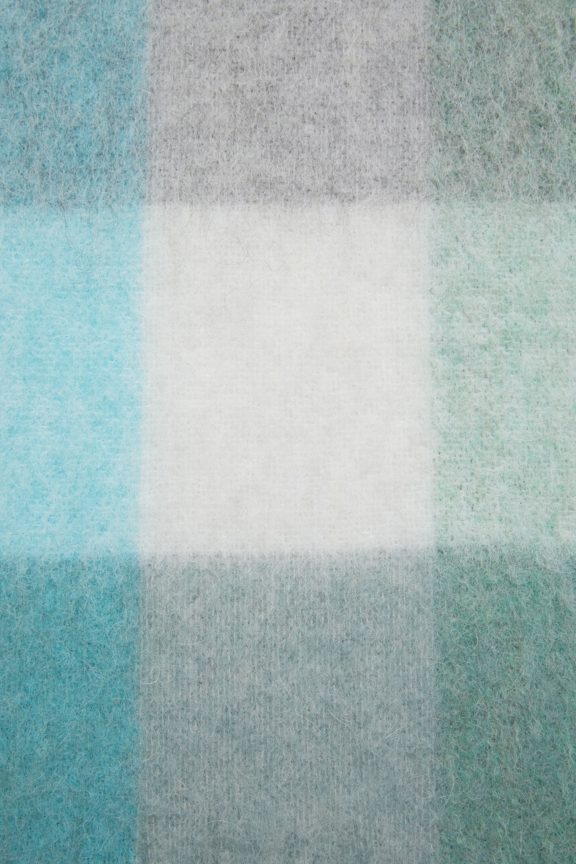 Mohair checked scarf - Turquoise/Grey/Mint Green - 5