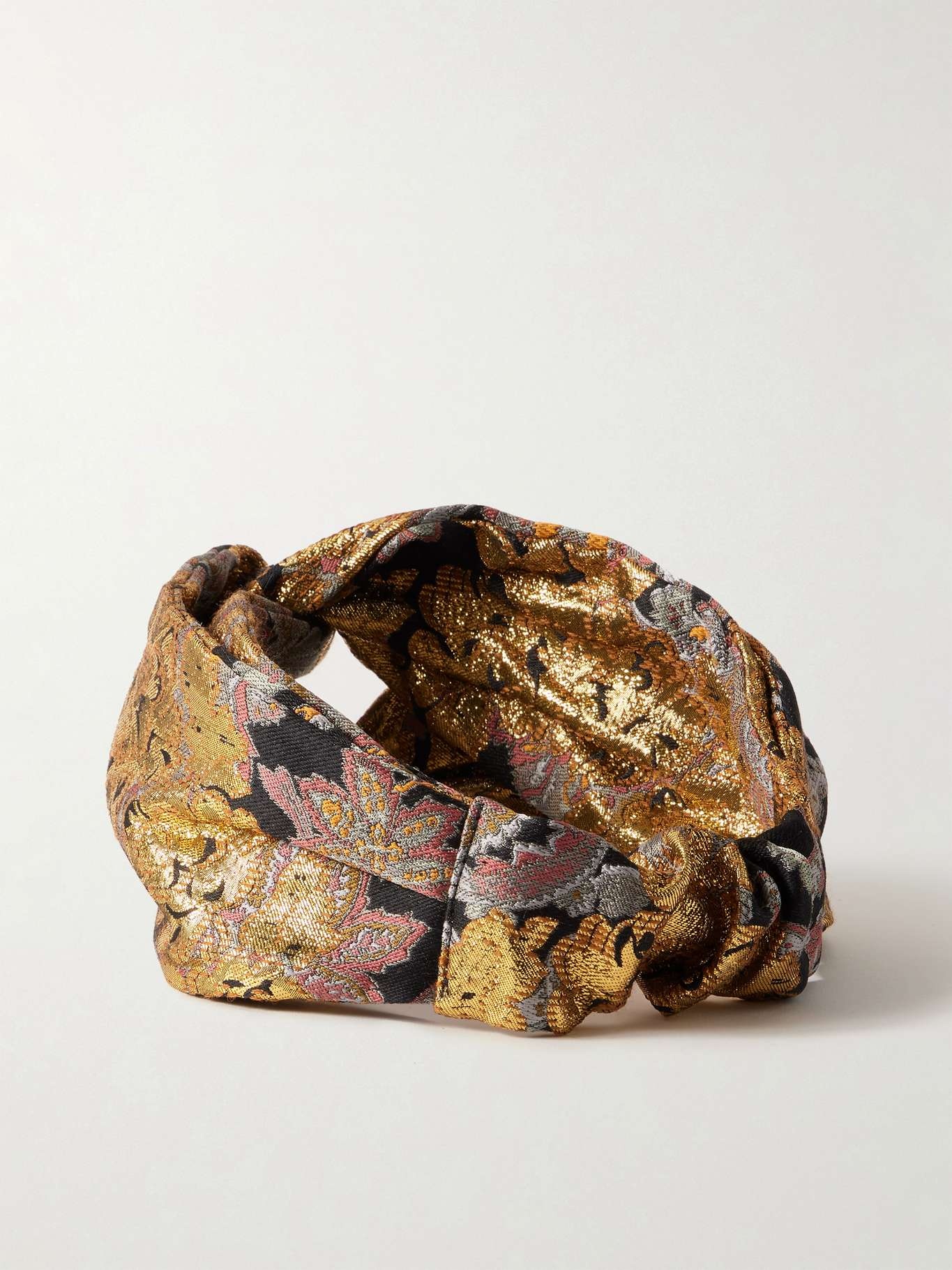 Twisted floral-brocade headband Gold - 2
