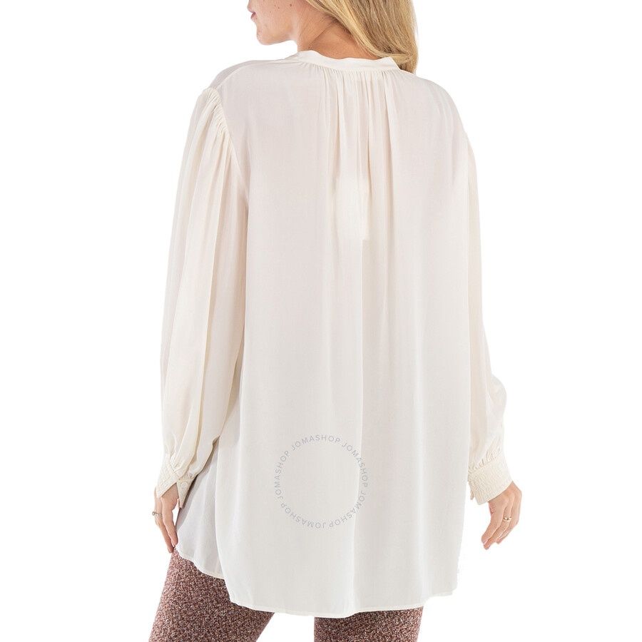 Chloe Ladies Buttercream Lavalliere-Neck Silk Blouse - 5