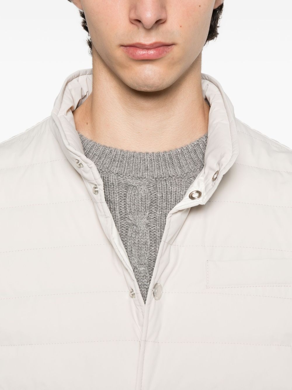 quilted snap-fit fastening vest - 5
