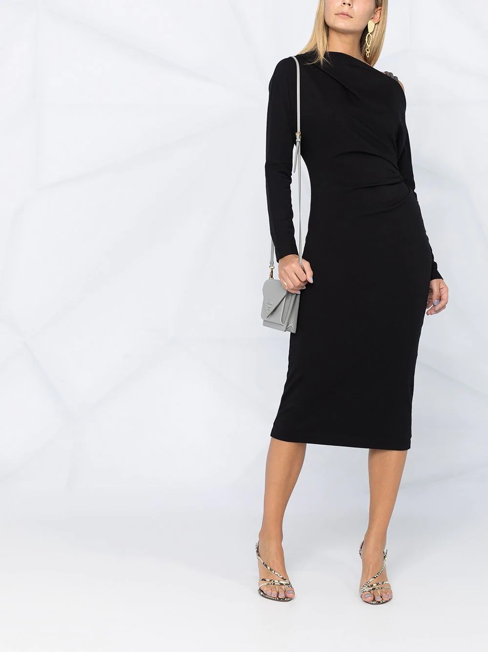 asymmetric neck dress - 2