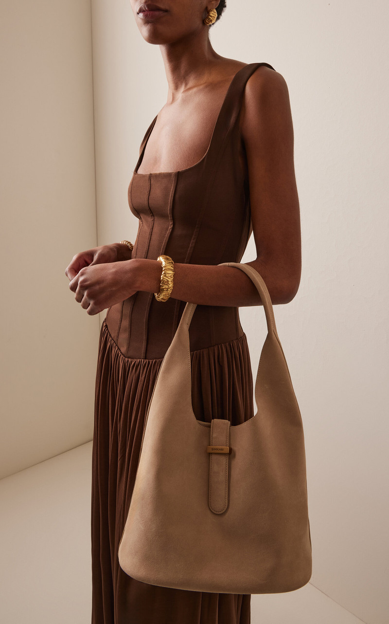 SIMKHAI Khai Suede Hobo Bag neutral outlook