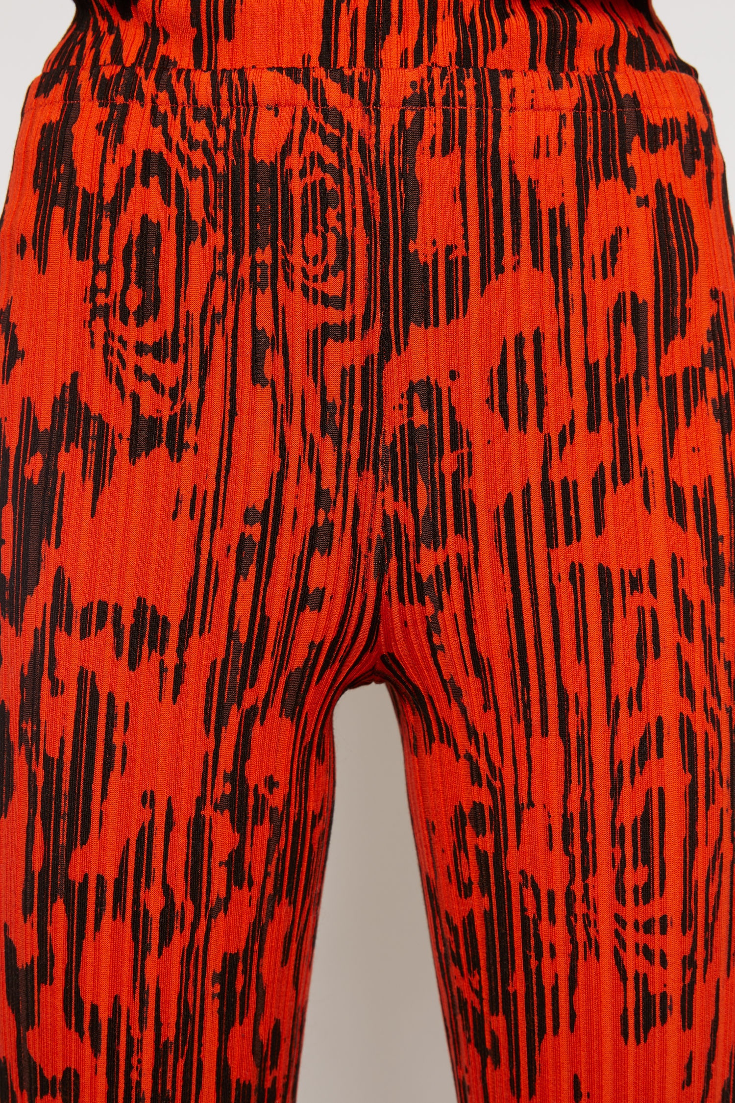 Wood-print ribbed trousers red/black - 6