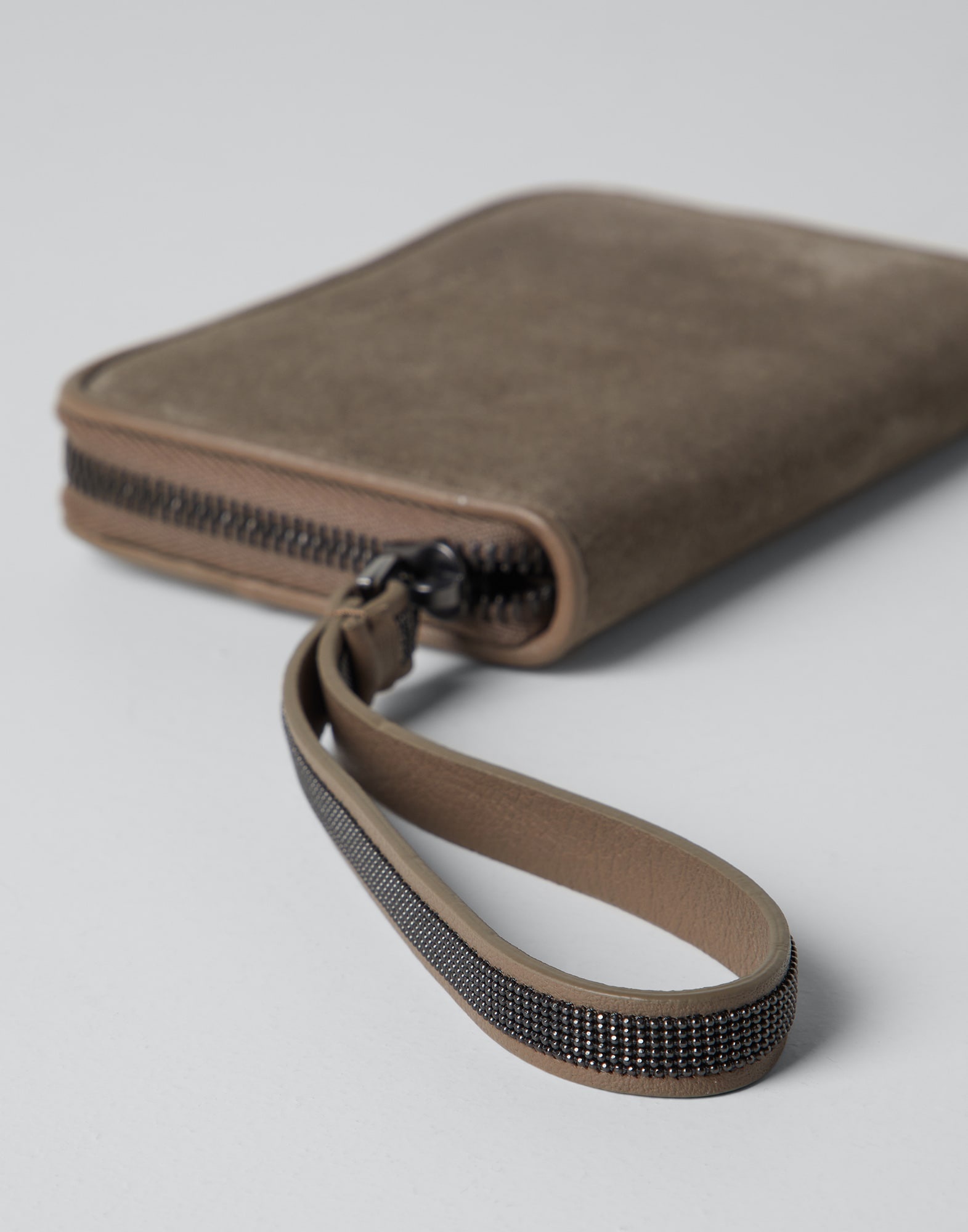 Soft matelassé small wallet in suede with Precious zipper pull - 3