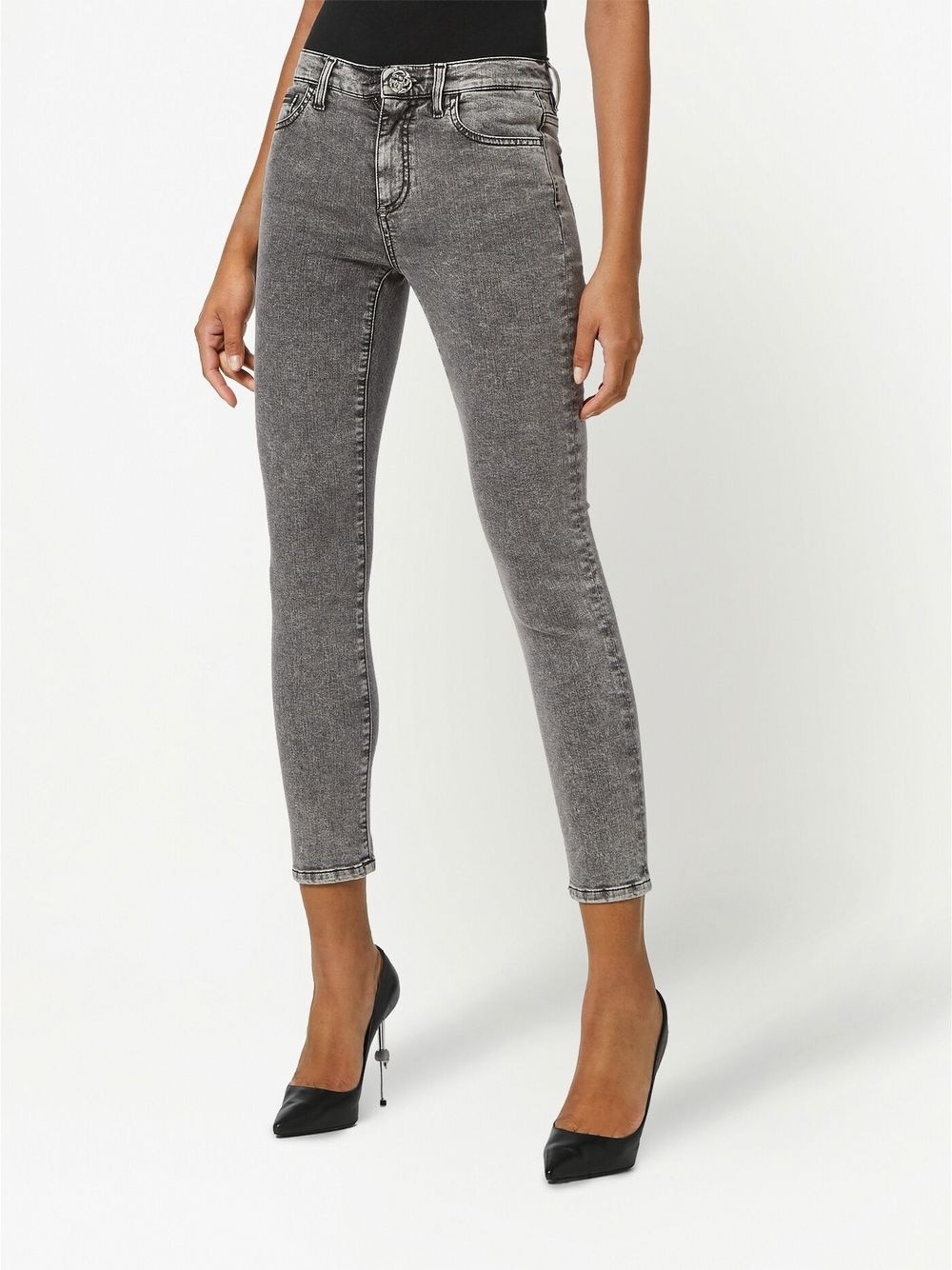 cropped skinny-cut jeans - 3