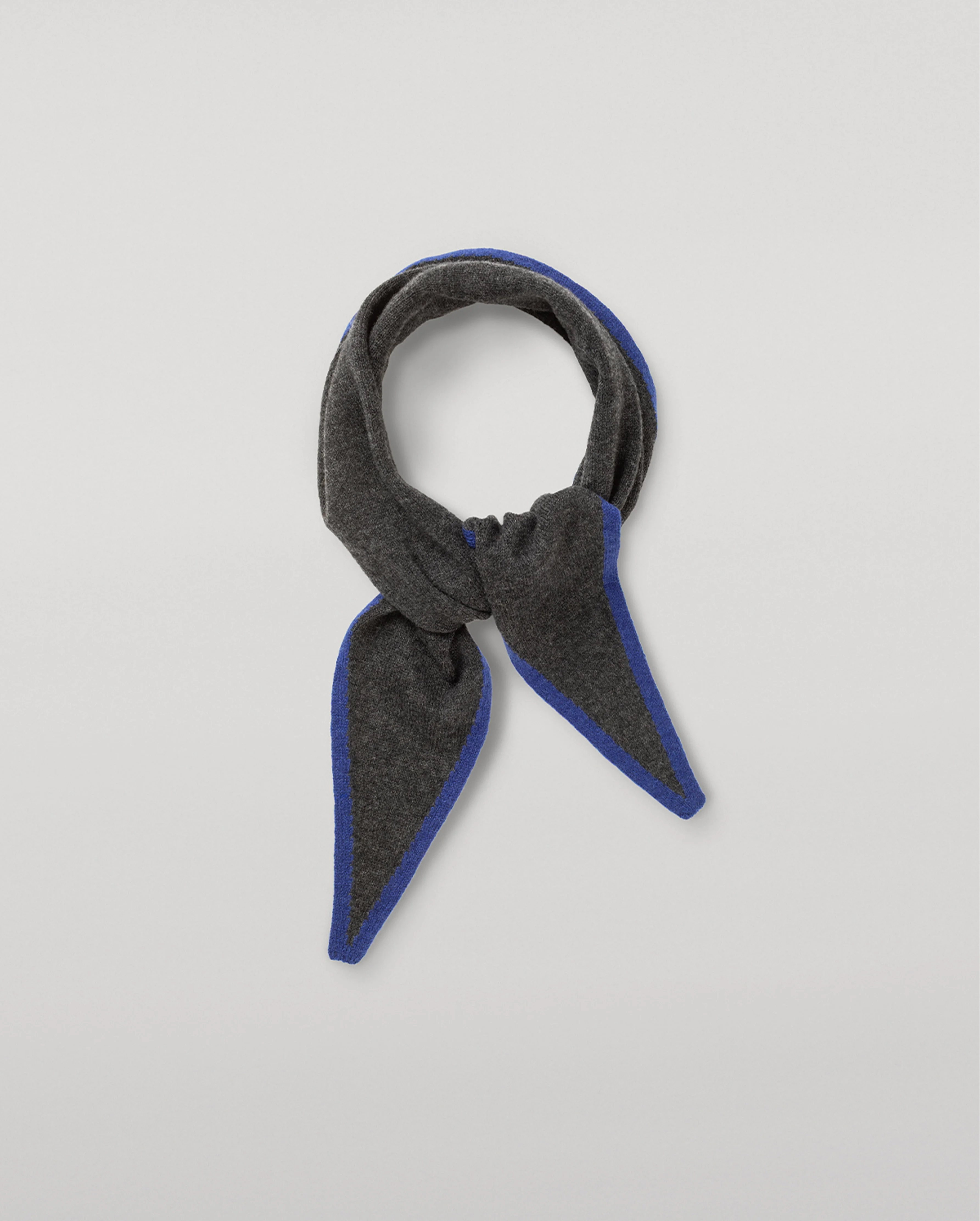 Anya Charcoal & Blue Diamond Cashmere Necktie - 1