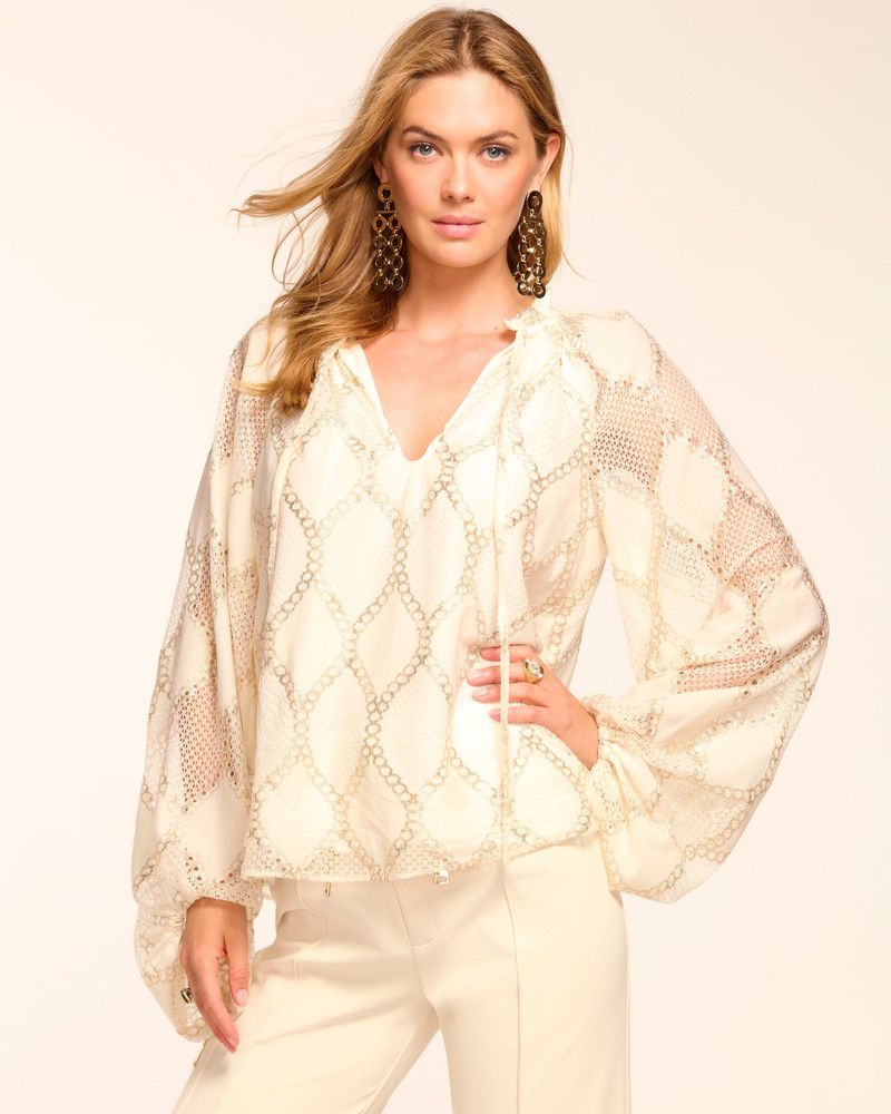 Ria Lurex Lace Long Sleeve Blouse 1