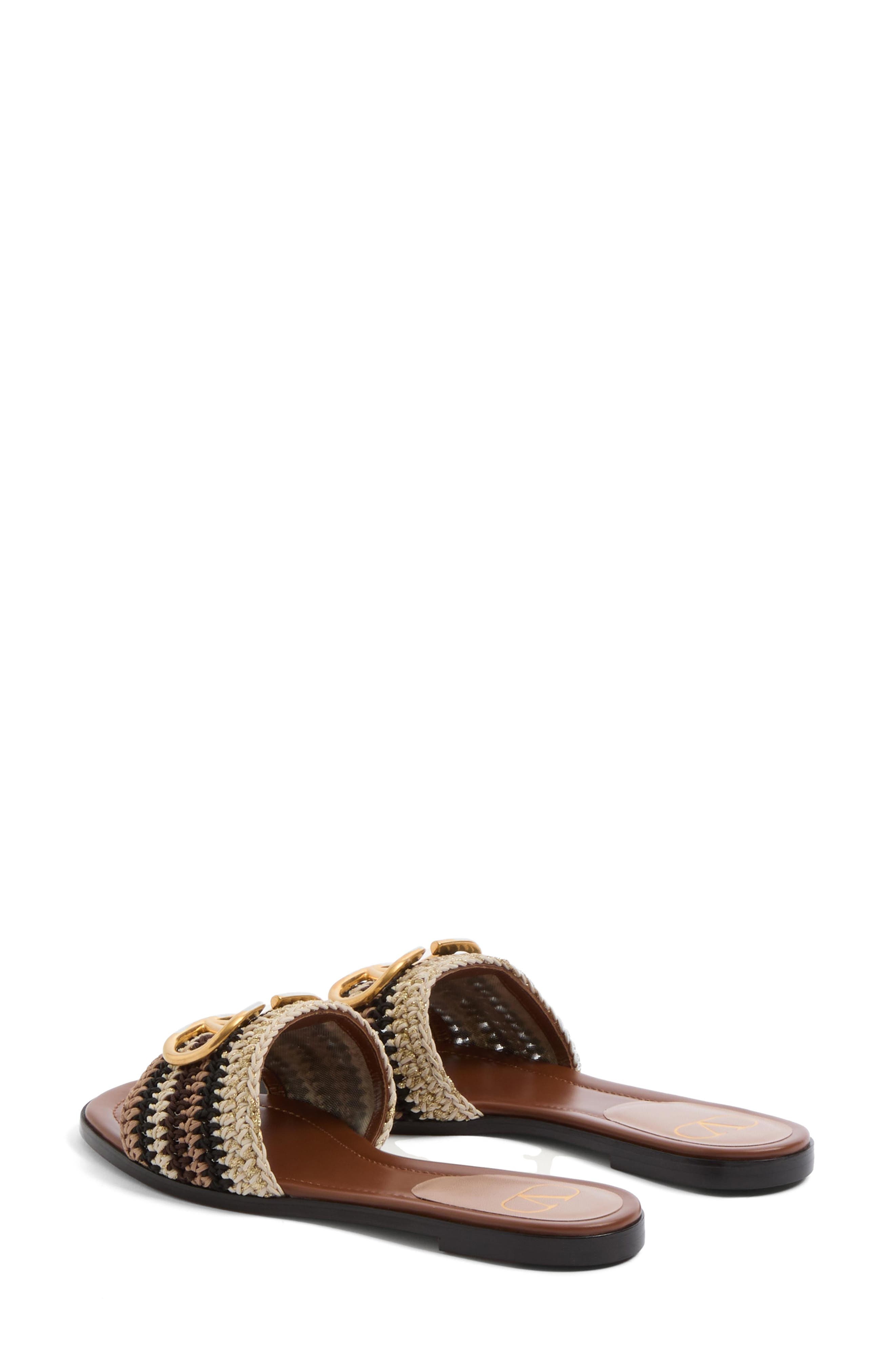 Valentino Garavani VLOGO Crochet Slide Sandal in Ivory/Multi at Nordstrom - 2
