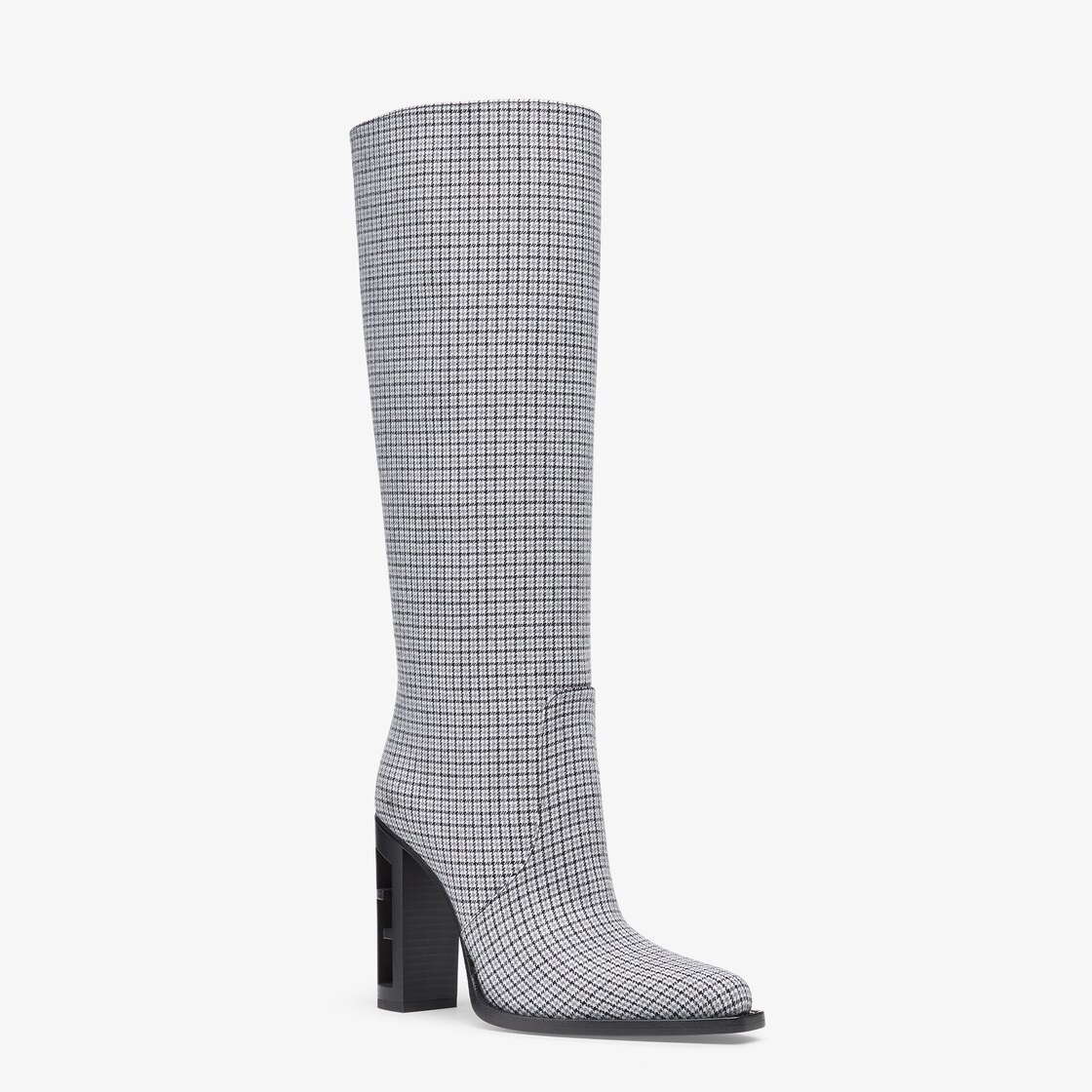 High-heeled boots in gray fabric - 2