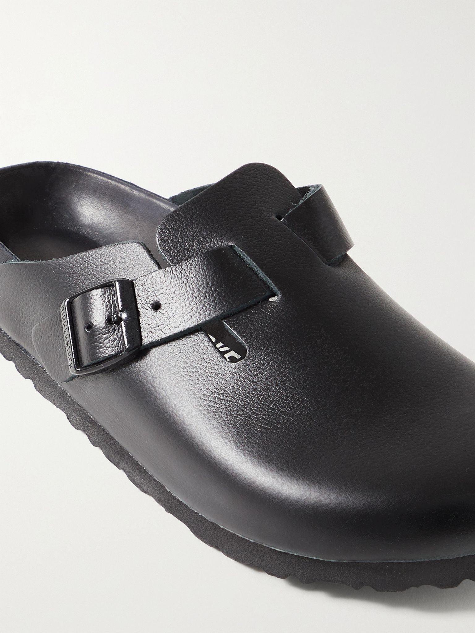 Boston suede-trimmed leather clogs Black - 4