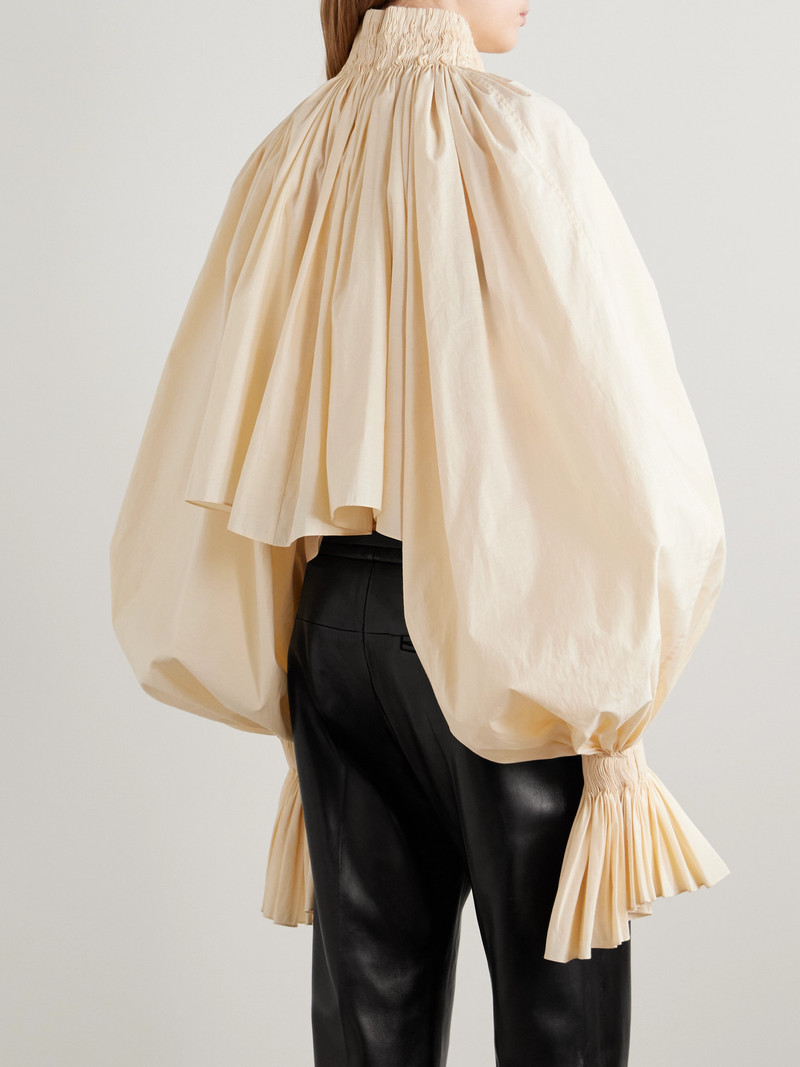 Durer Cropped Gathered Cotton-blend Poplin Blouse 3