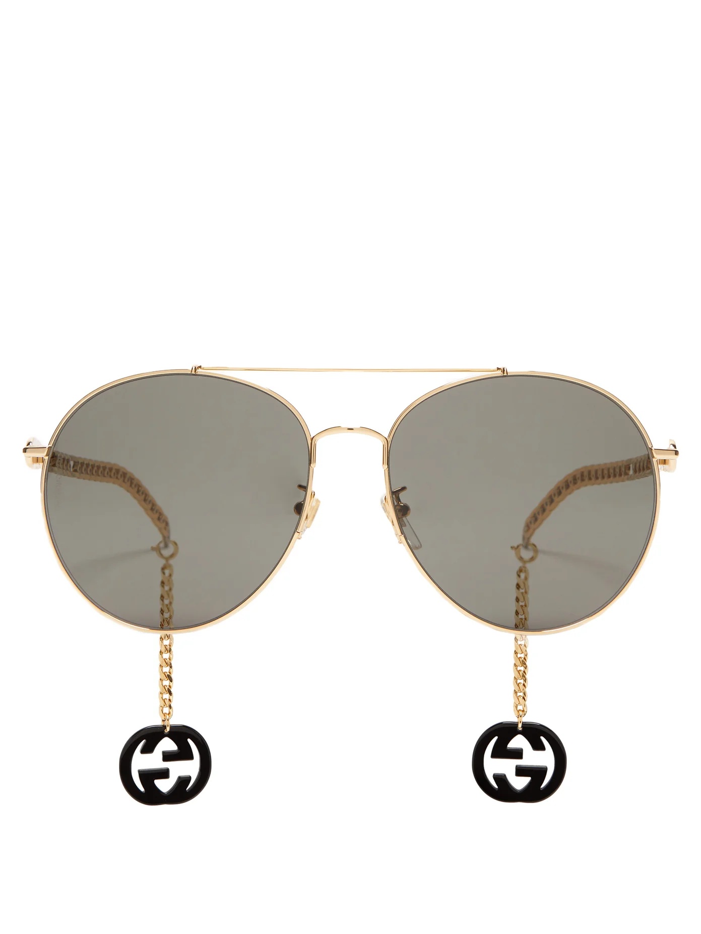 Logo-charm aviator metal sunglasses - 1