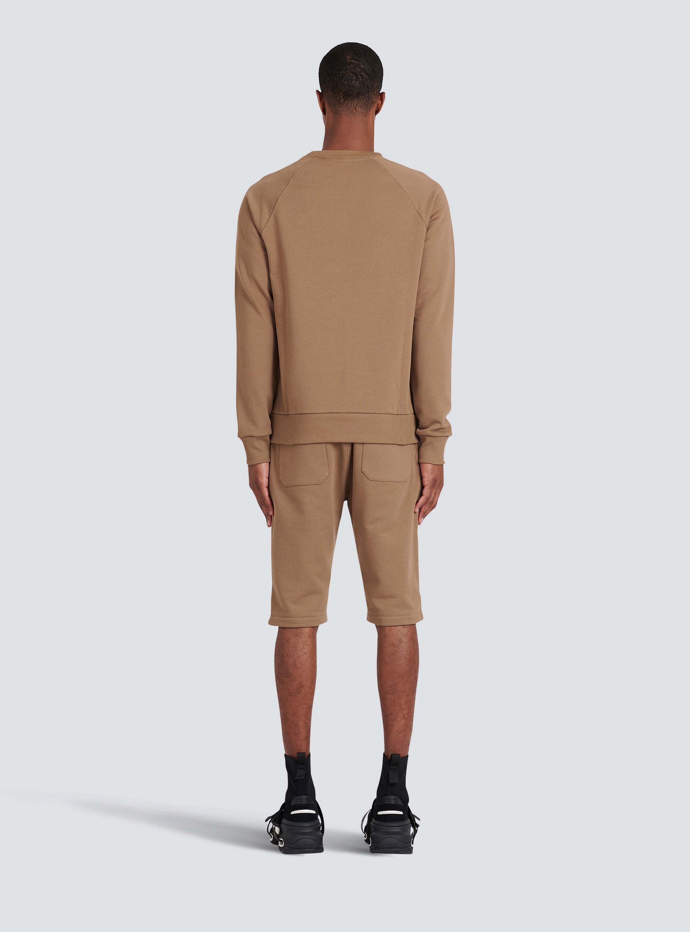 Eco-designed cotton sweatshirt with small flocked Balmain Paris logo - 4