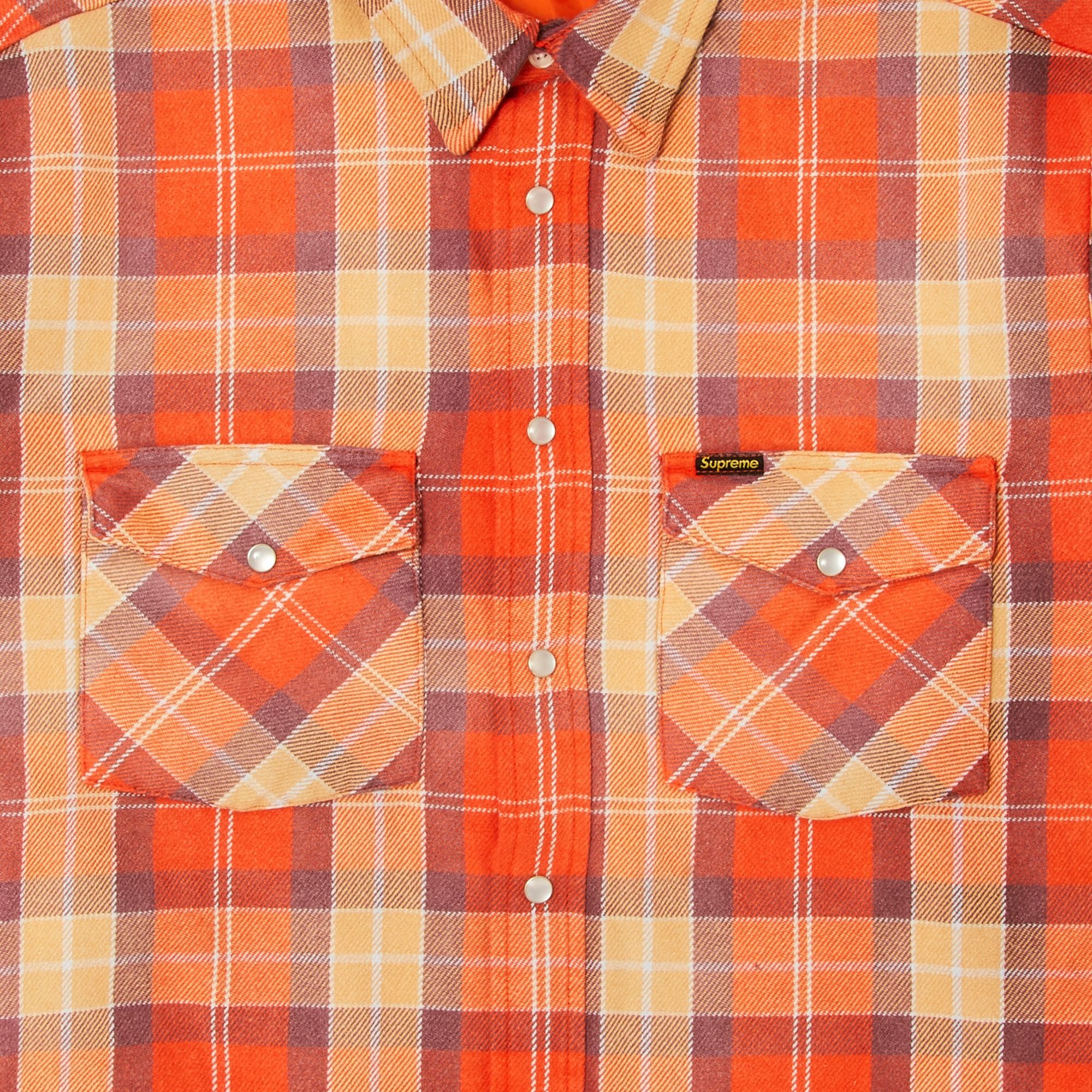 Supreme Quilted Flannel Snap Shirt 'Orange' - 3