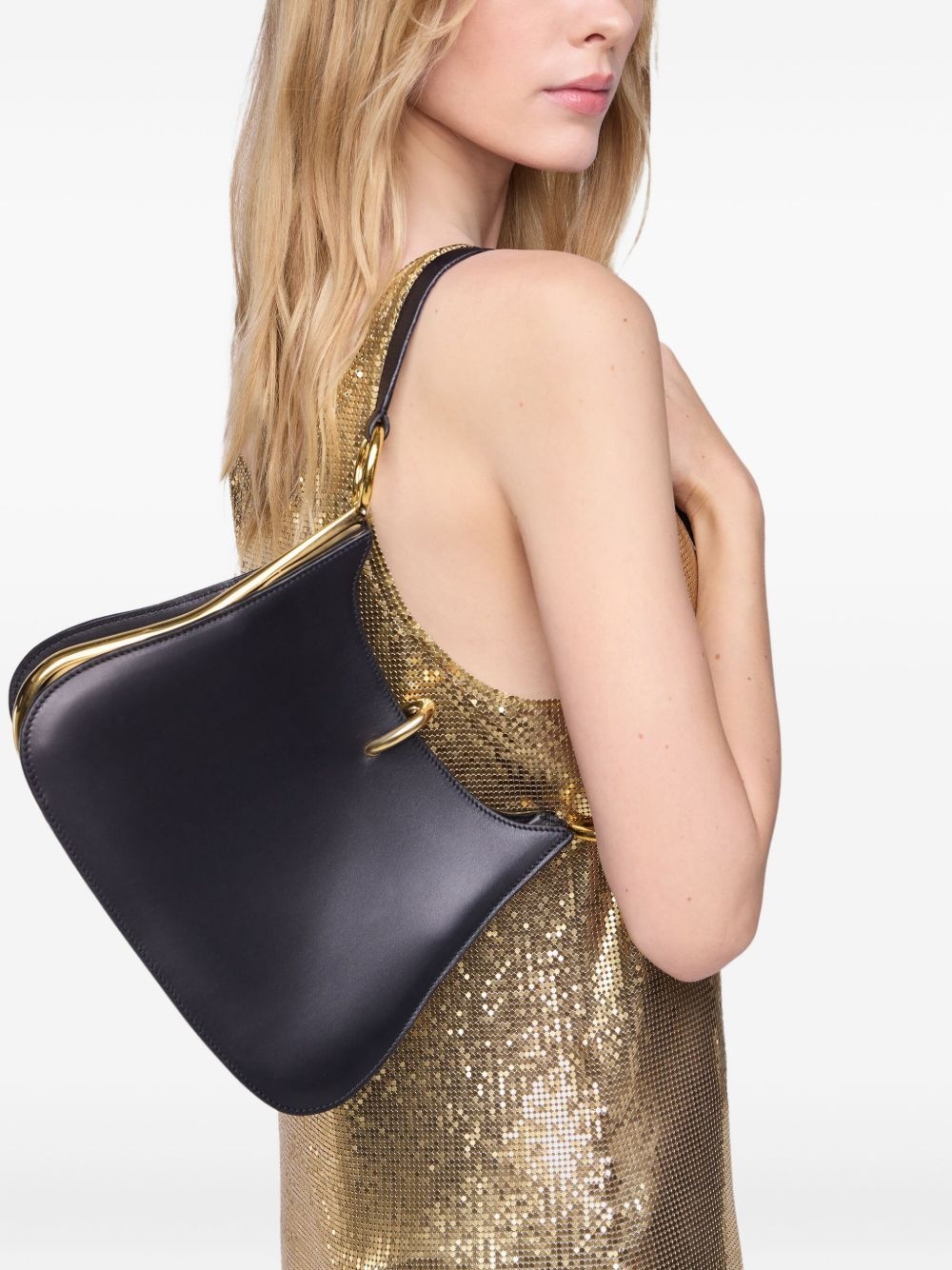 medium Ring leather shoulder bag - 4