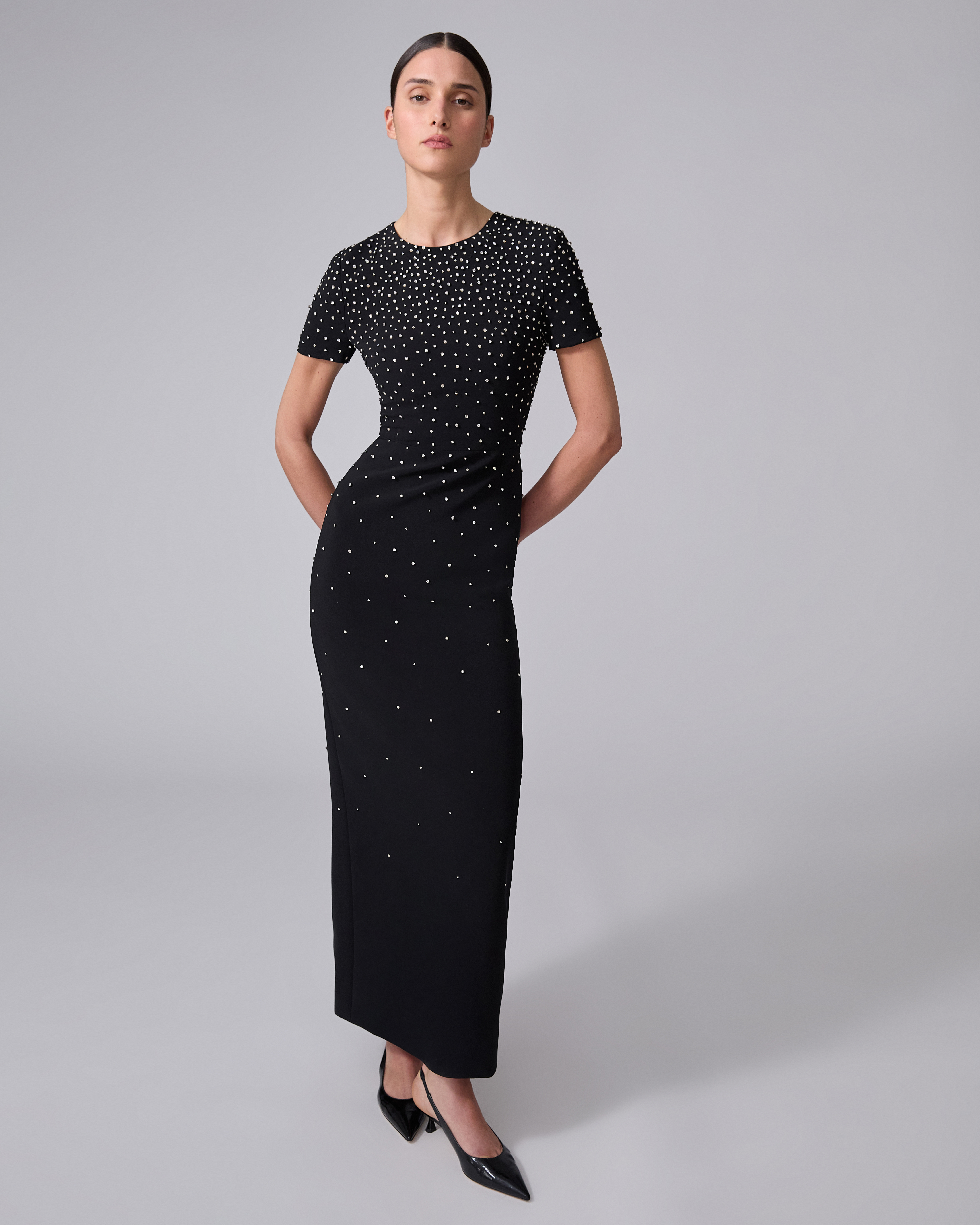 Crystal-Embroidered Column Gown - 4