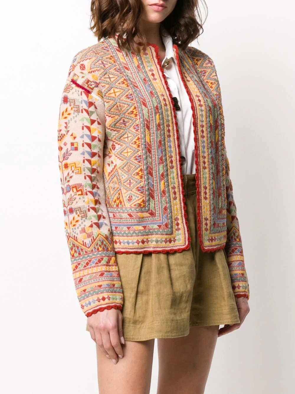 geometric-pattern knitted jacket - 3