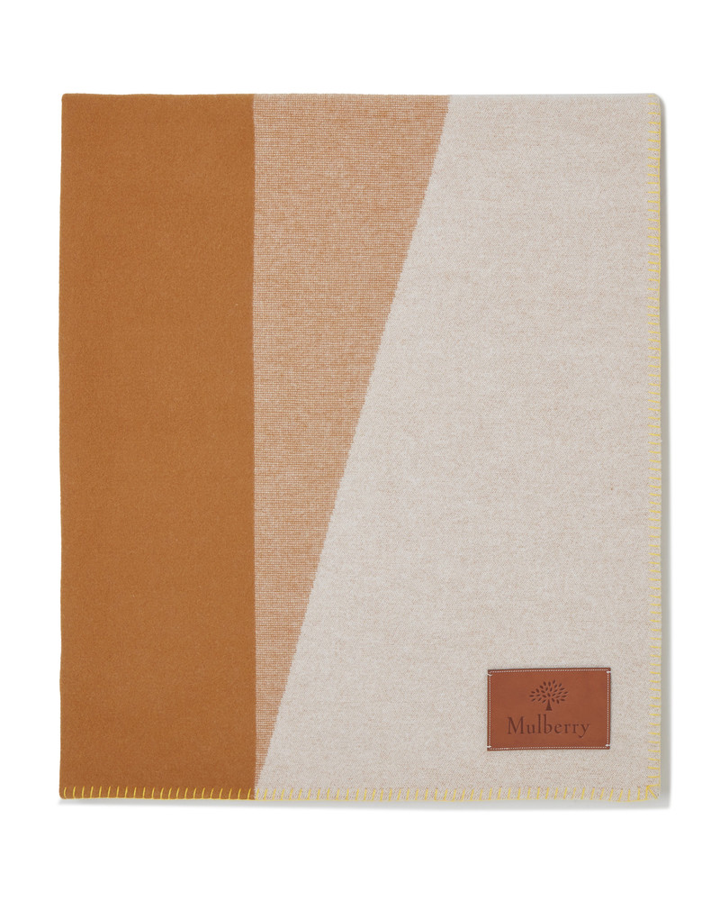 Colour Block Blanket Teak & Cream Lambswool 3
