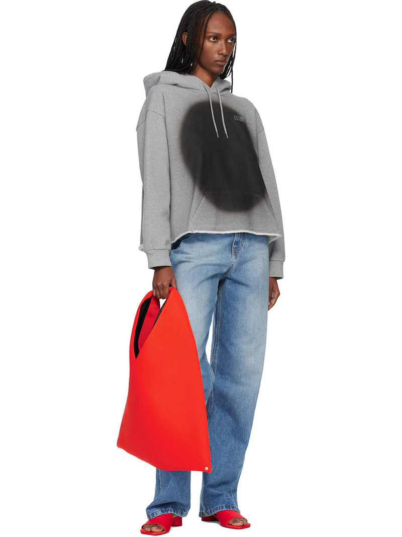 MM6 Maison Margiela Gray Unbrushed Cotton Hoodie outlook