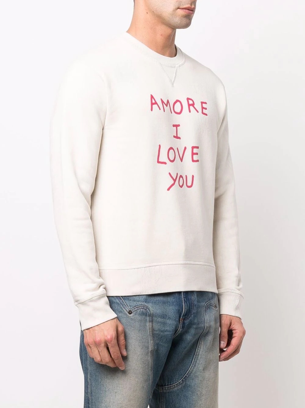 slogan-print crew neck sweatshirt - 3