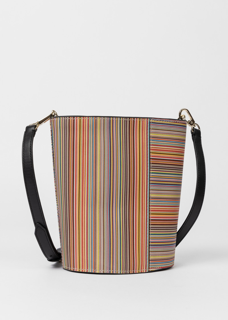 Leather 'Signature Stripe' Bucket Bag 4