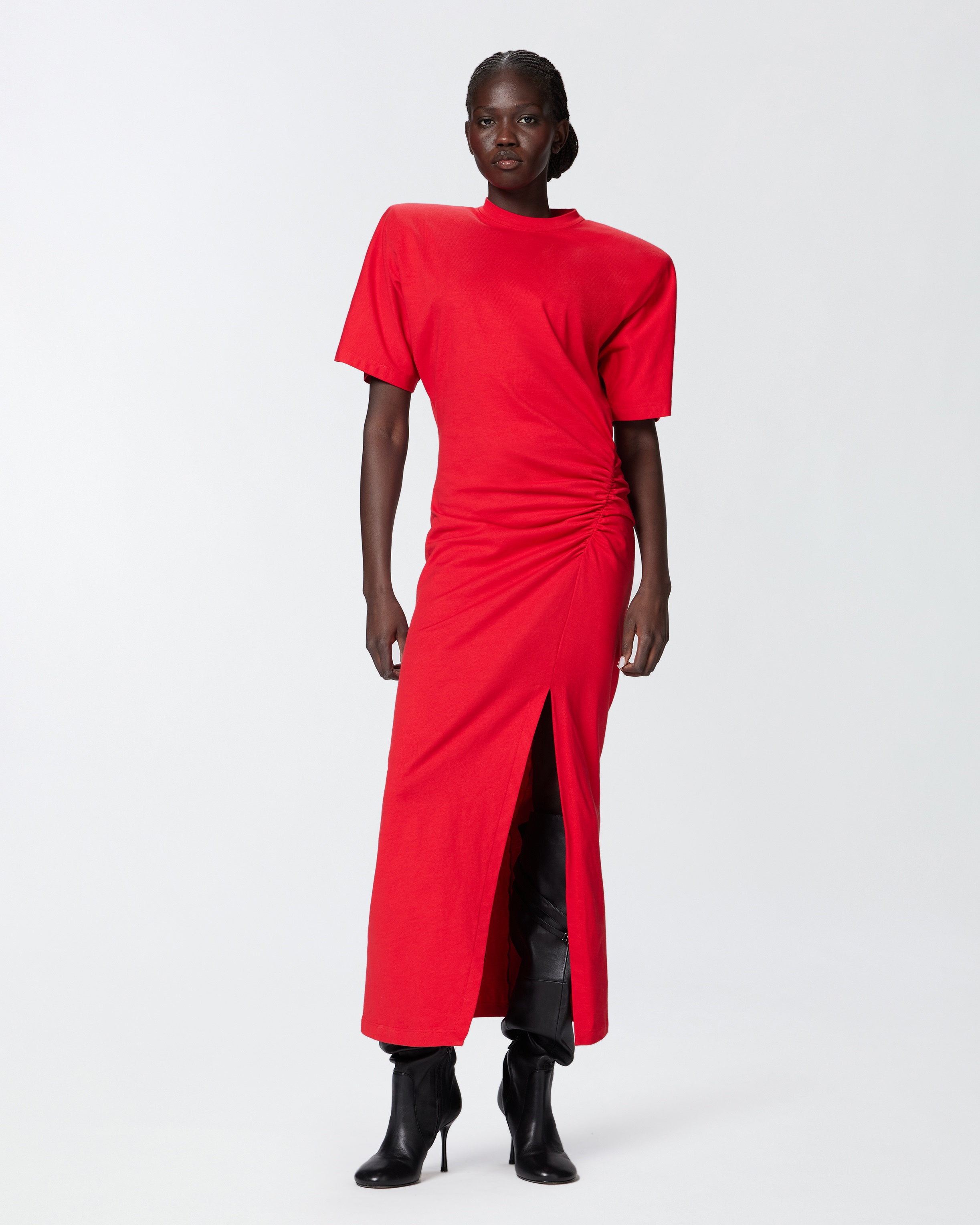 LONG T-SHIRT DRESS WITH PADDED SHOULDERS - 3