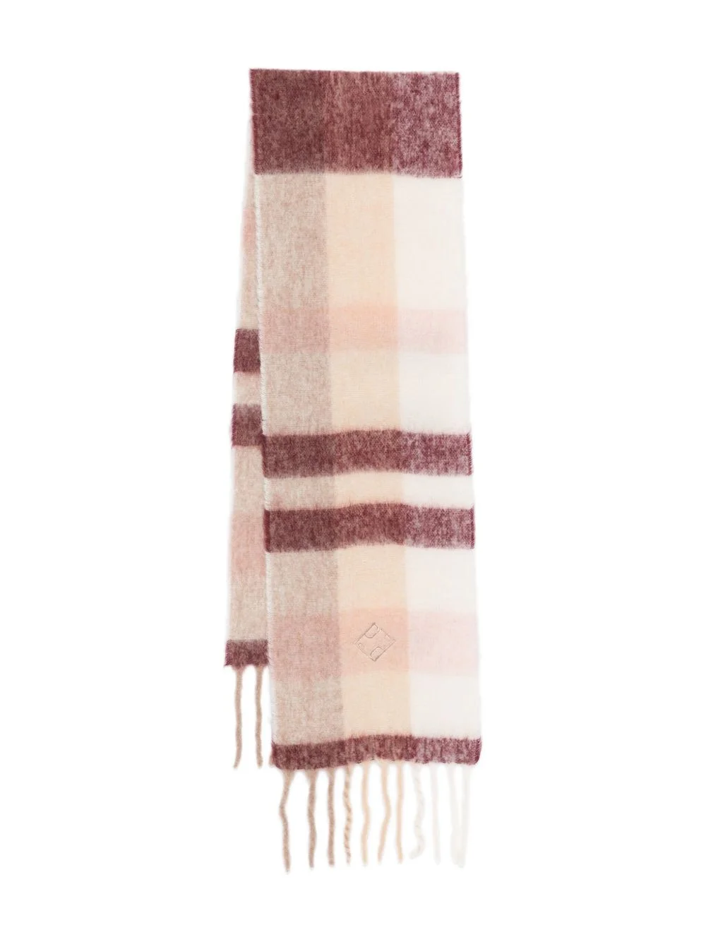 checked fringed scarf - 1