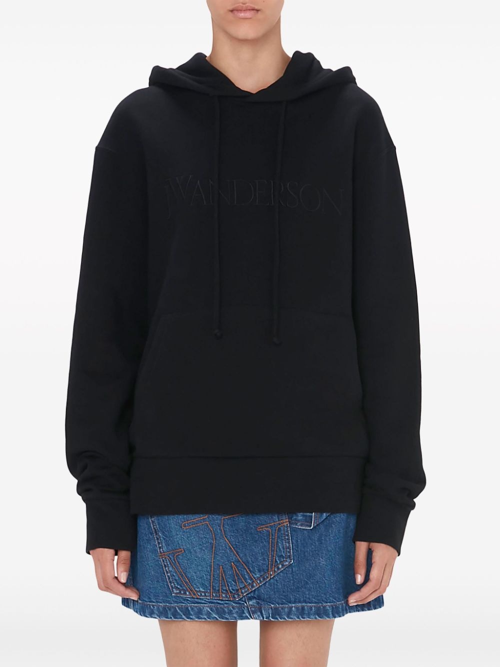 logo-embroidered cotton hoodie - 3