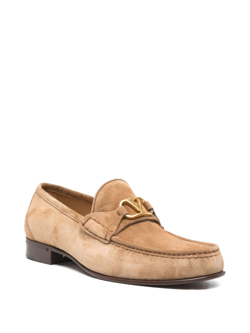 Valentino logo-plaque suede loafers outlook