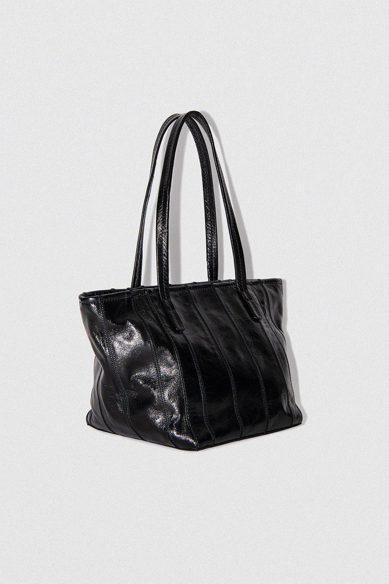 BY FAR BAR TOTE BLACK PATCHWORK CREASED LEATHER outlook