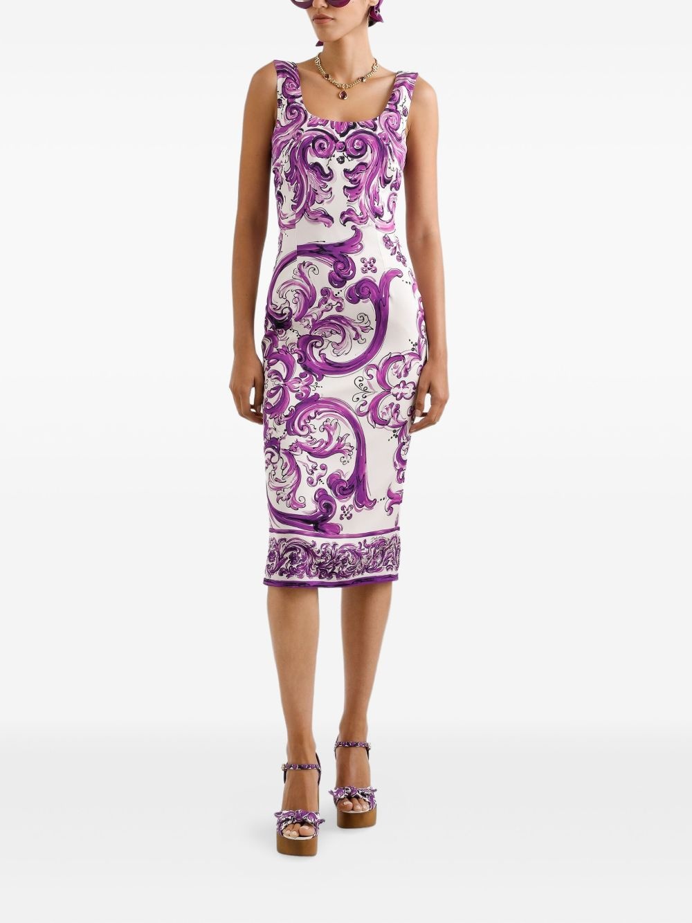 Maiolica-print midi dress - 2