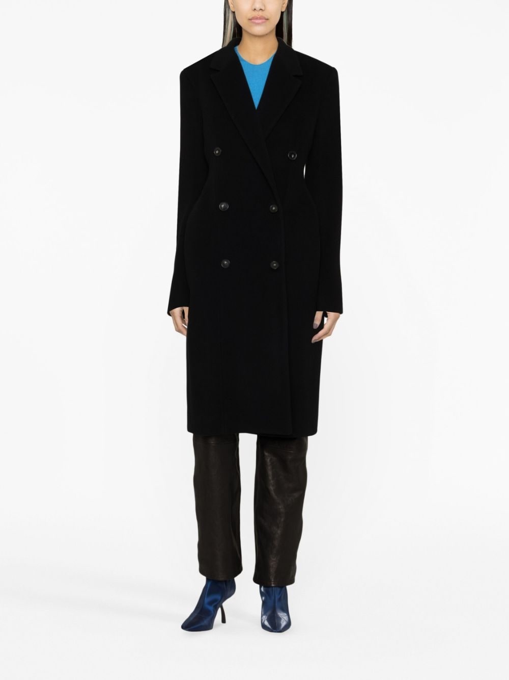 double-breasted wool coat - 2