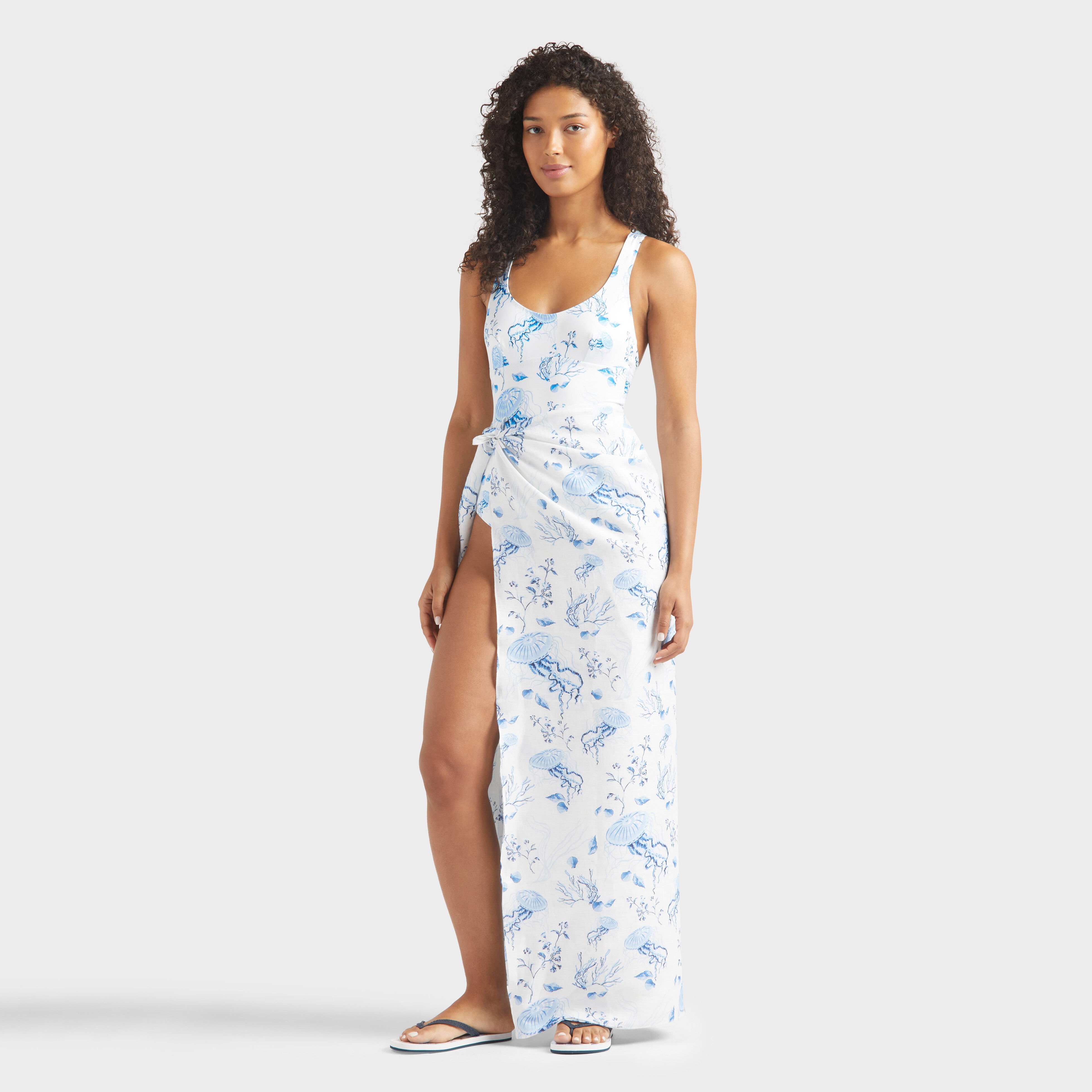 Women Crossed Back Straps One-piece Swimsuit Medusa and Shells - 5
