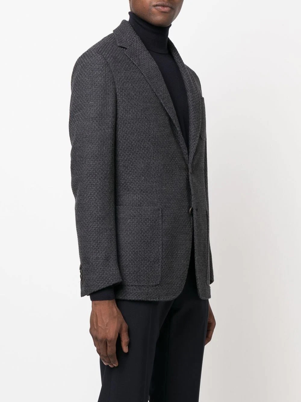 textured-knit wool blazer - 3