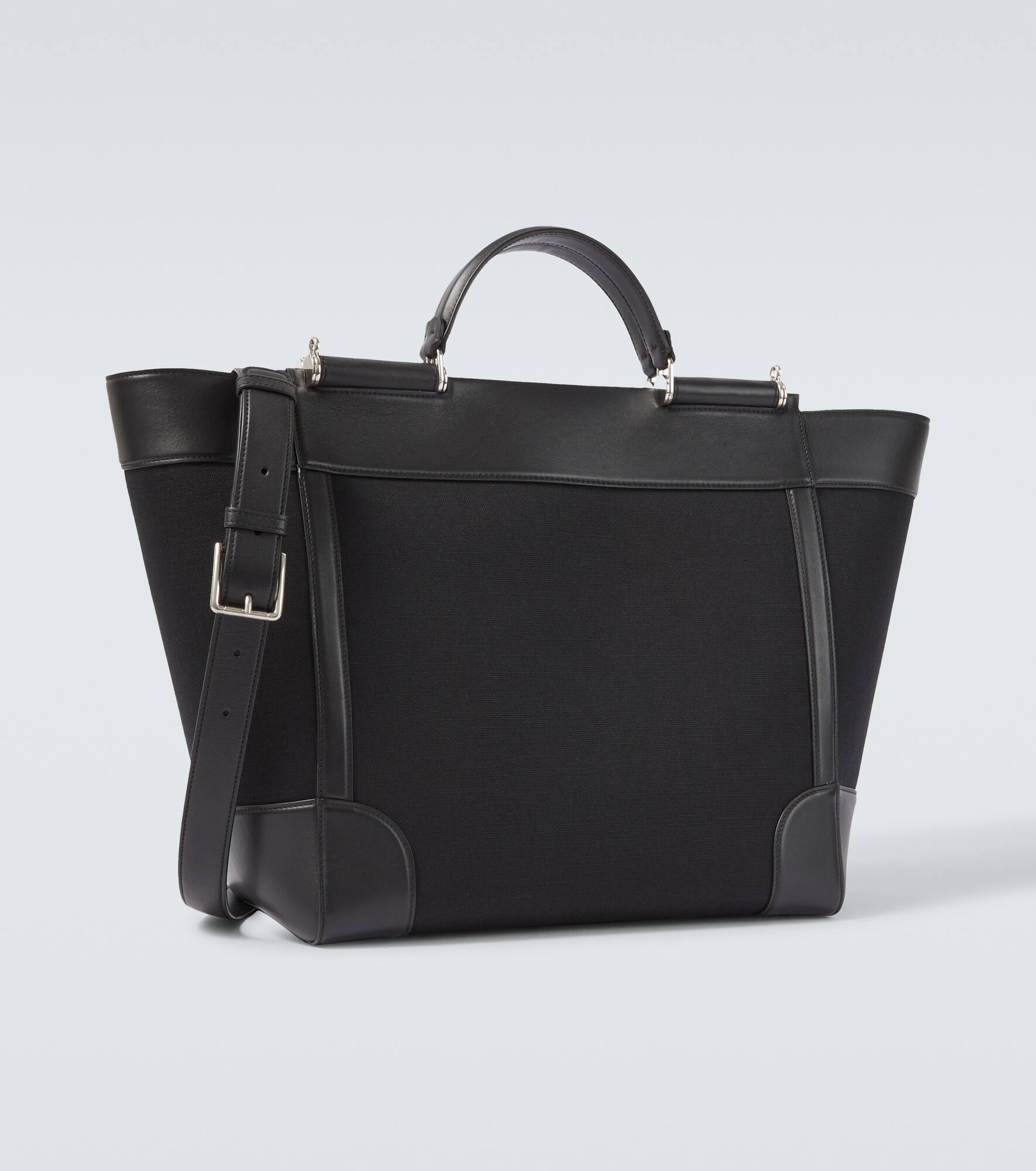 Leather-trimmed tote bag - 5