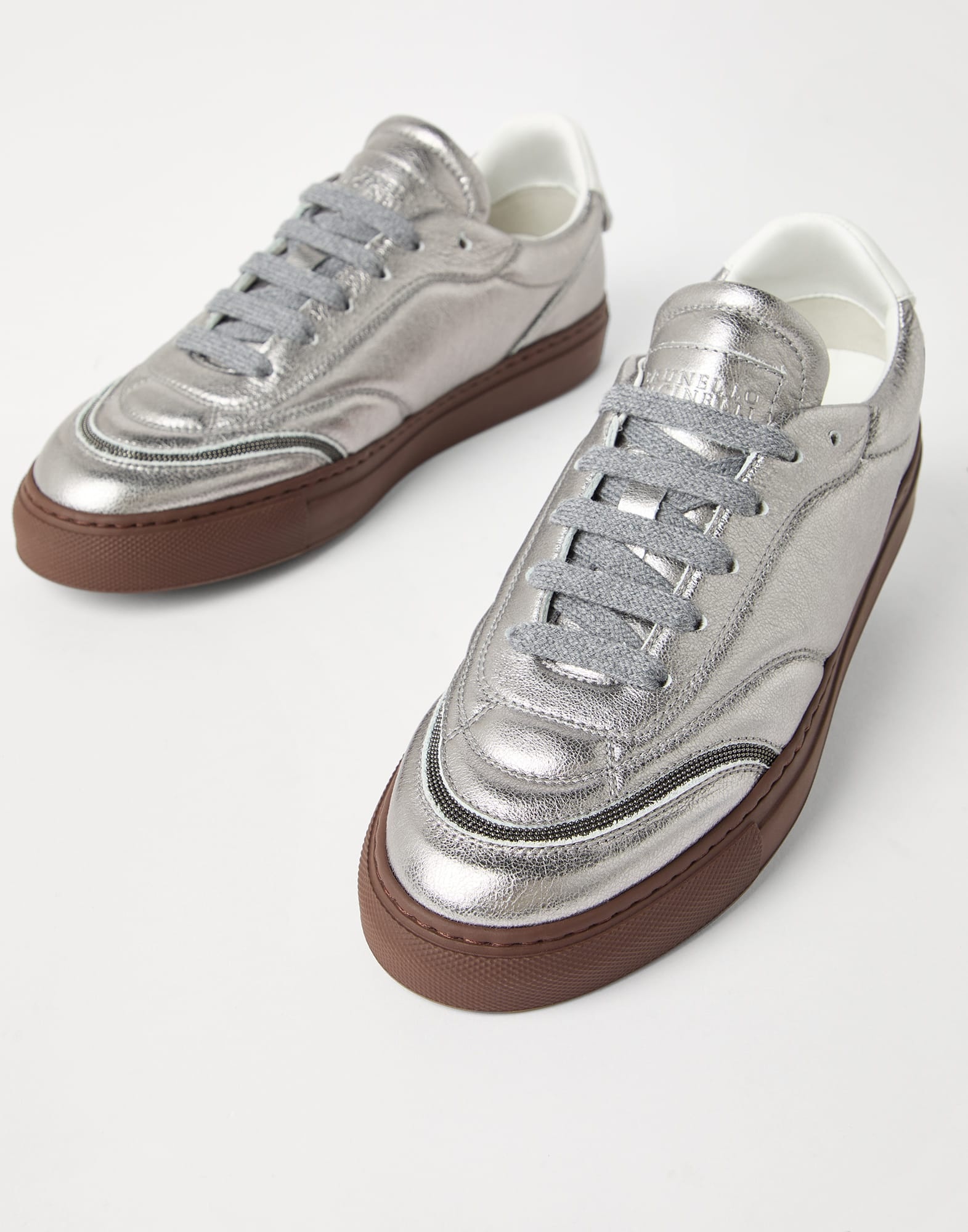 Lamé calfskin sneakers with shiny details - 3