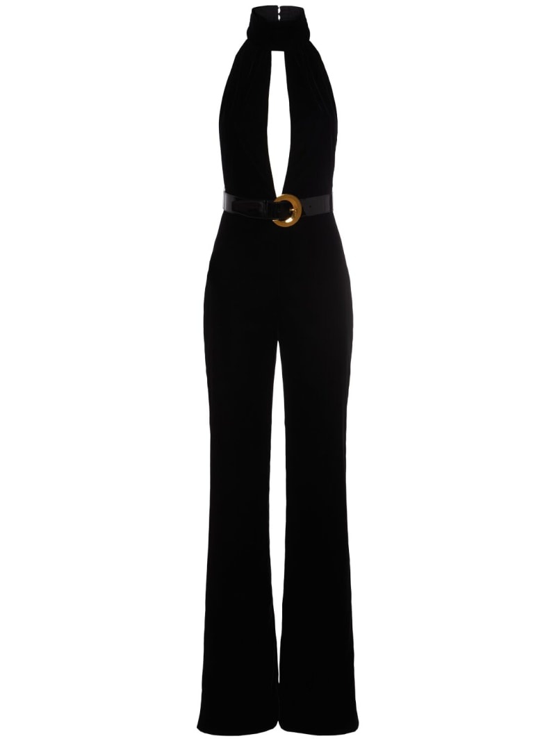 Stretch velvet jumpsuit - 1