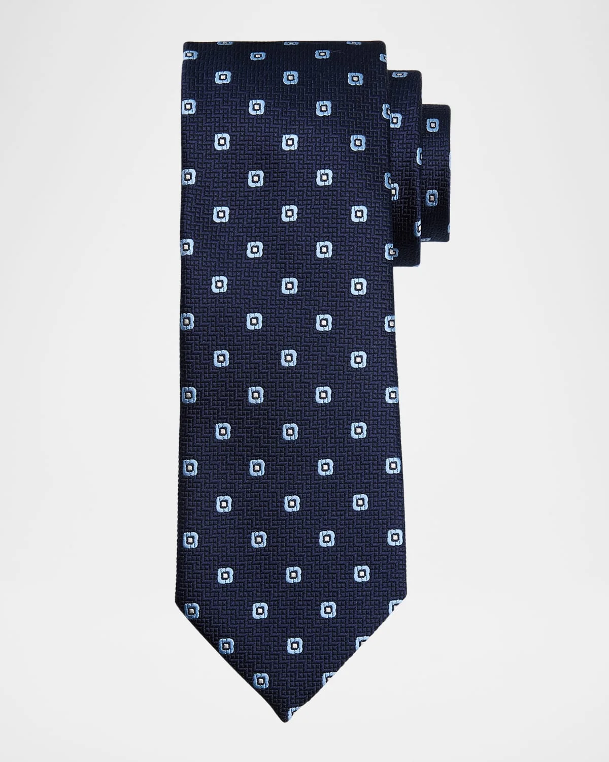Men's Geometric Jacquard Silk Tie - 1
