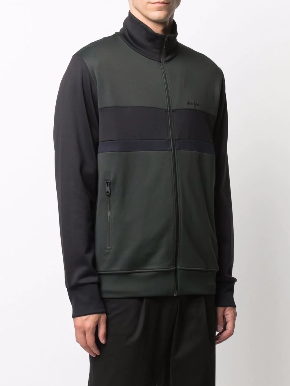 tonal stripe zip-up jacket - 3