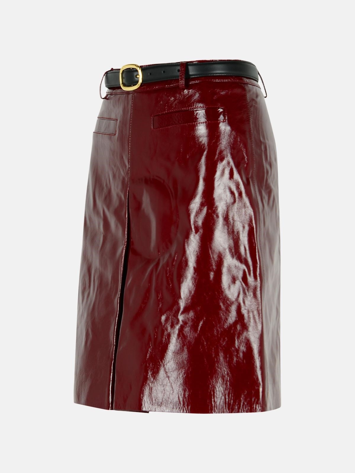 BURGUNDY LEATHER MINISKIRT - 2