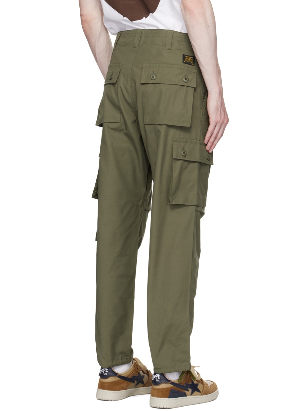 Khaki Pleated Cargo Pants - 3