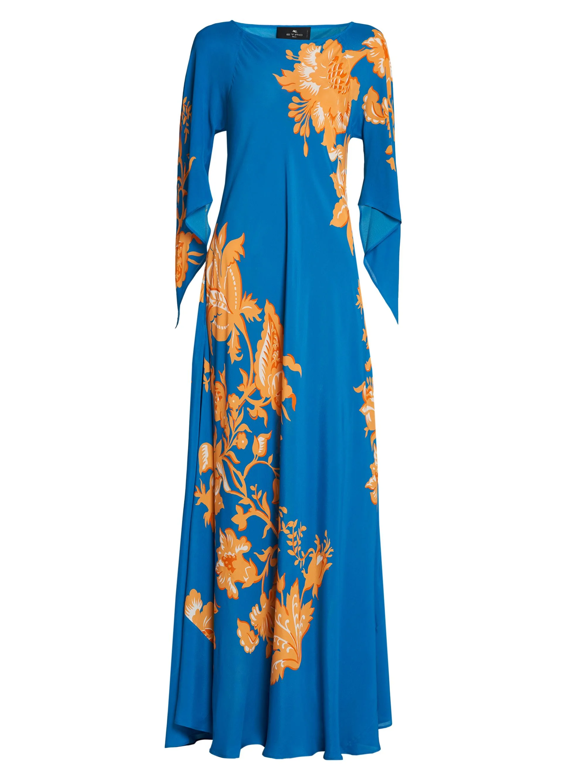 Women's Stamped Floral Drape-Sleeve Maxi Dress - Stampa Blue - 1